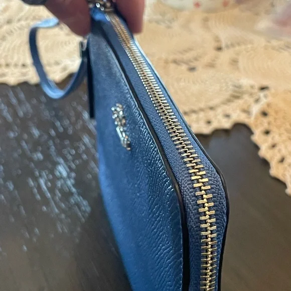 Coach Corner Zip Wristlet in a blue color - Picture 7 of 7